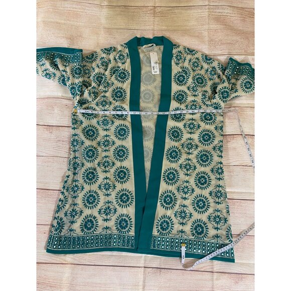 NWT Soft Surroundings Women's Teal Open Front Embellished Kimono - L/XL - Picture 7 of 12